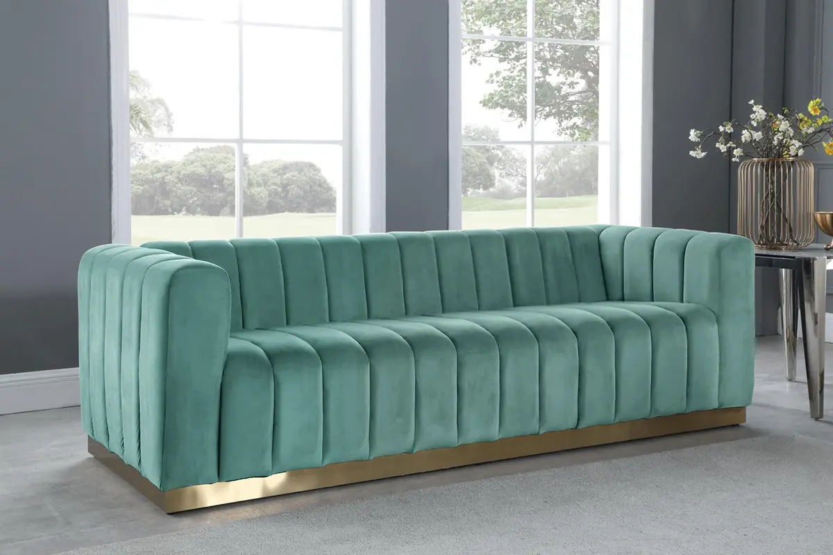 Marlon Mint Velvet Sofa 2