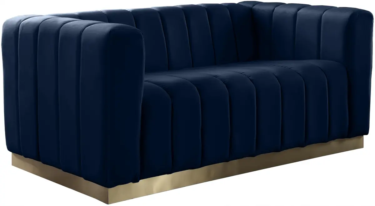 Marlon Navy Velvet Loveseat 1