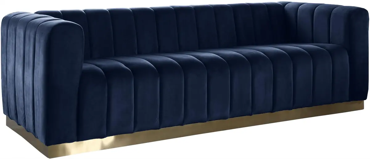 Marlon Navy Velvet Sofa 1