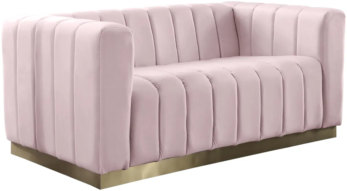 Marlon Pink Velvet Loveseat 1
