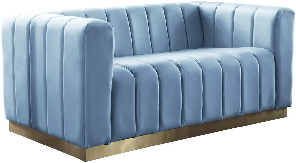 Marlon Sky Blue Velvet Loveseat 1