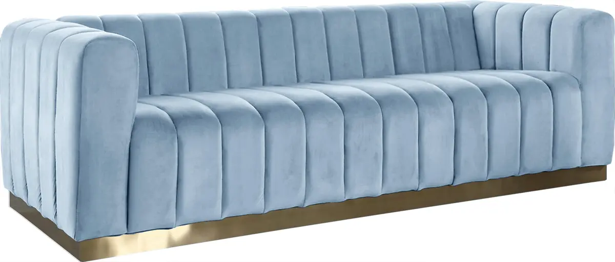 Marlon Sky Blue Velvet Sofa 1