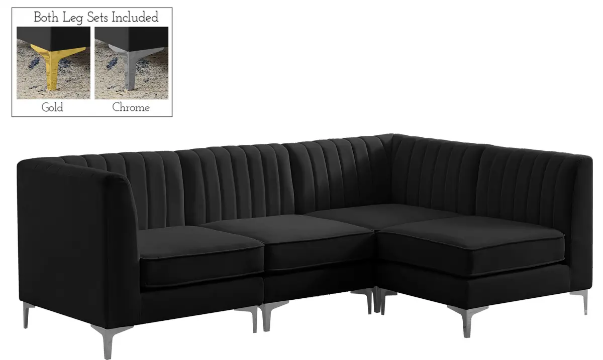 Alina Black Velvet Modular Sectional 2
