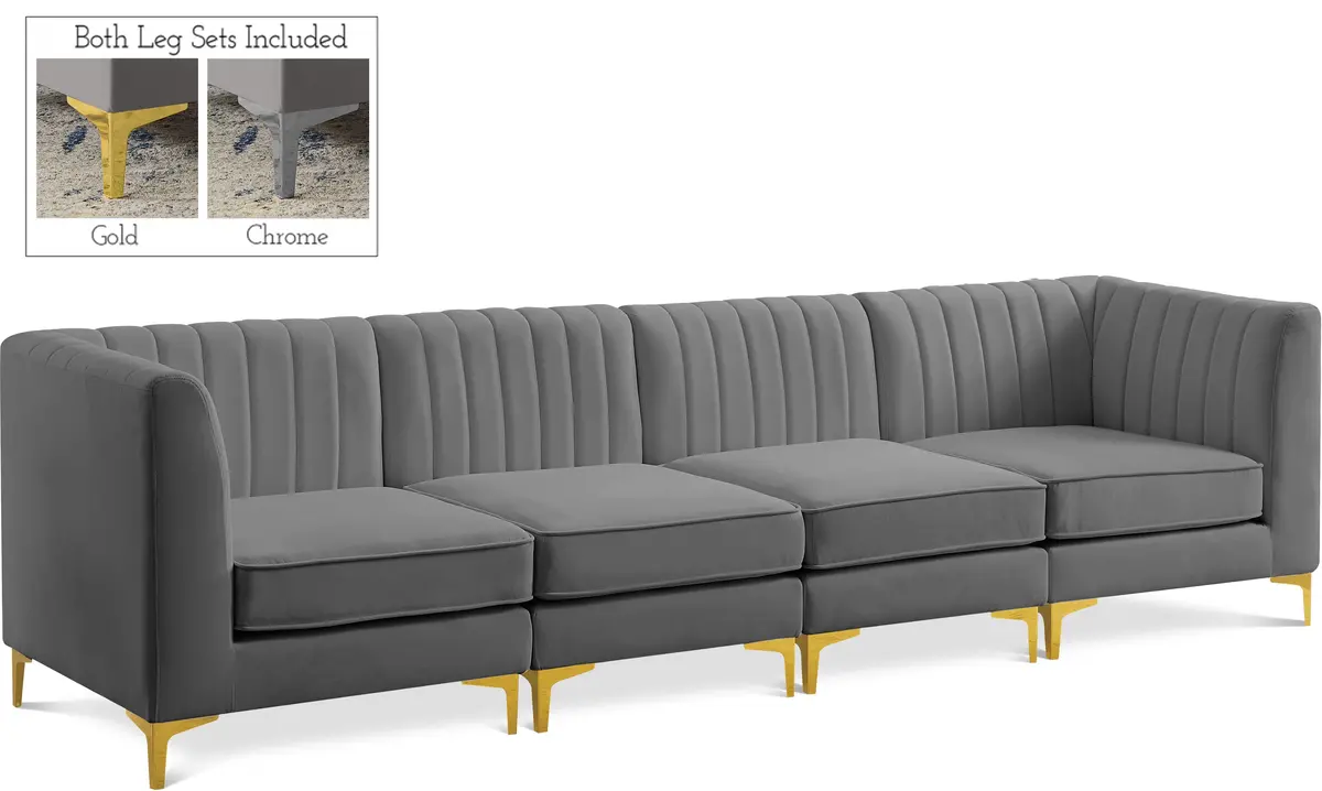 Alina Grey Velvet Modular Sofa 1