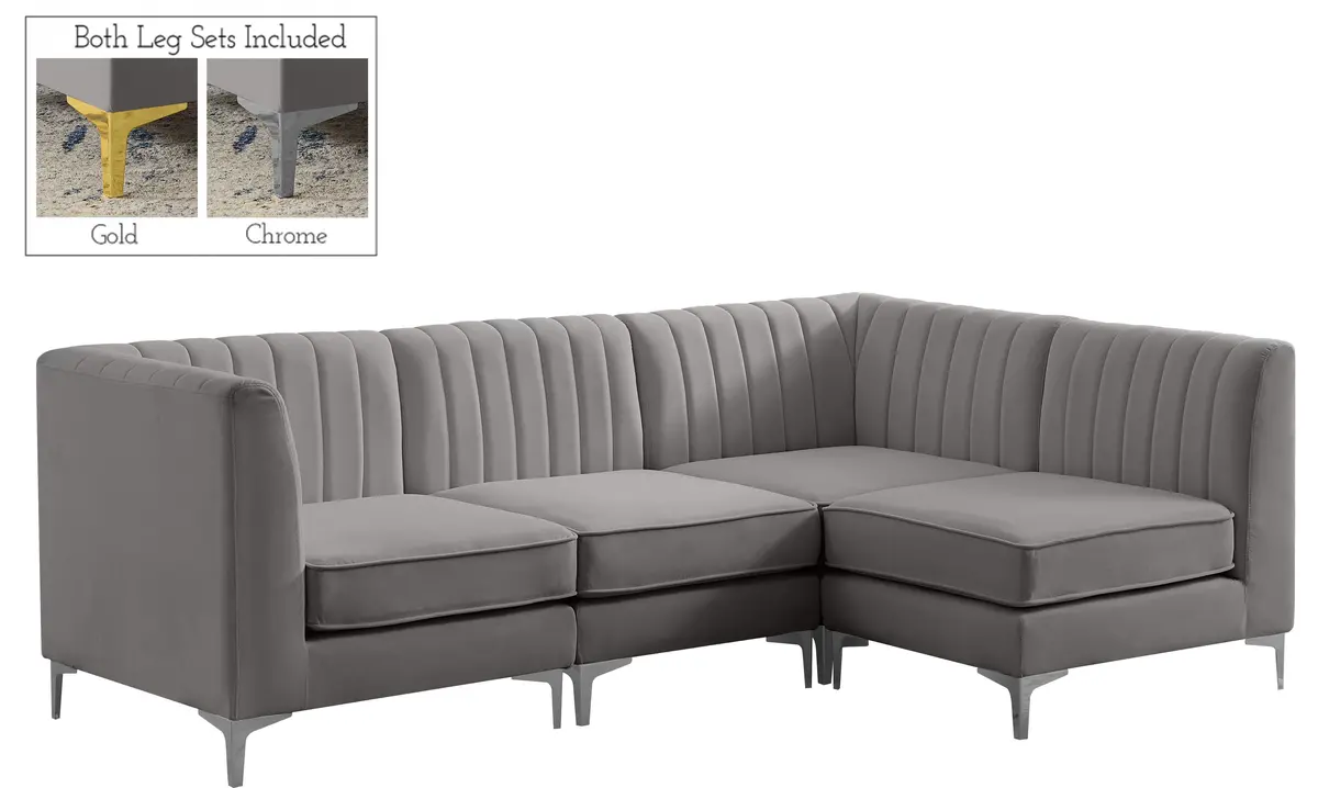 Alina Grey Velvet Modular Sectional 2
