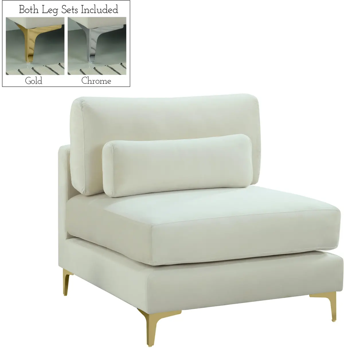 Julia Cream Velvet Modular Armless Chair 1