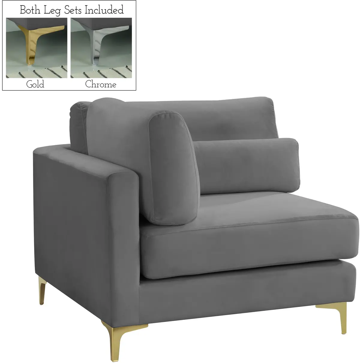 Julia Grey Velvet Modular Corner Chair 1