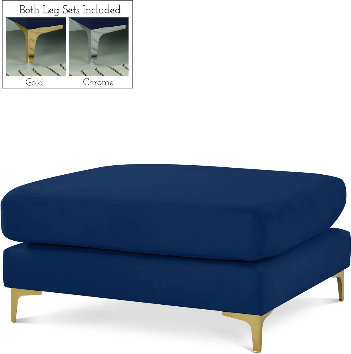 Julia Navy Velvet Modular Ottoman 1