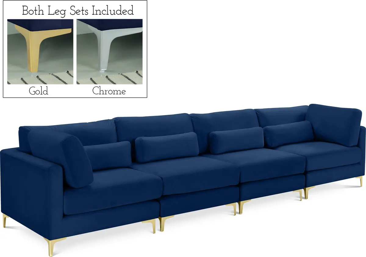 Julia Navy Velvet Modular Sofa (4 Boxes) 1