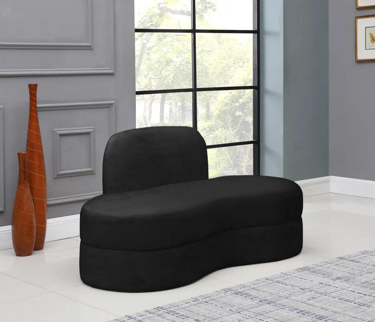 Mitzy Black Velvet Loveseat 2