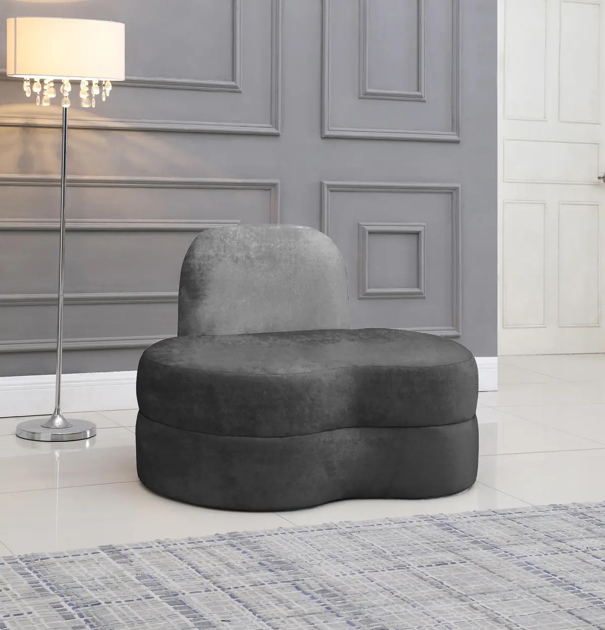 Mitzy Grey Velvet Chair 2