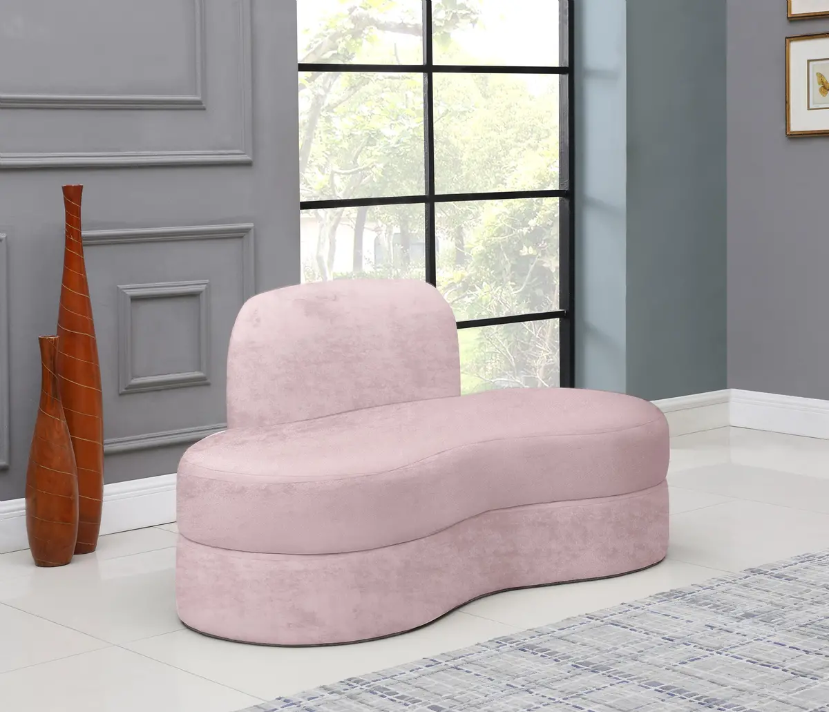 Mitzy Pink Velvet Loveseat 2