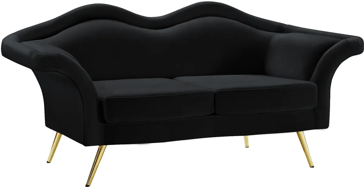 Lips Black Velvet Loveseat 1