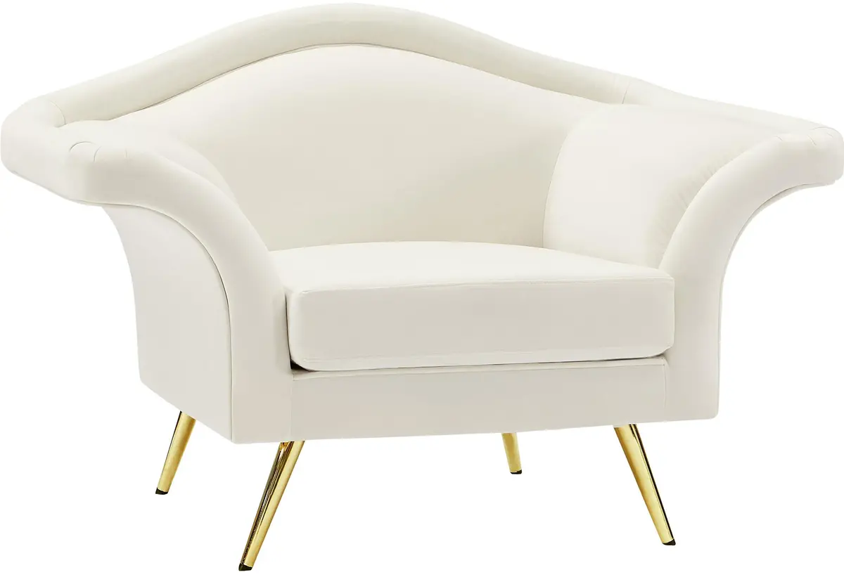 Lips Cream Velvet Chair 1