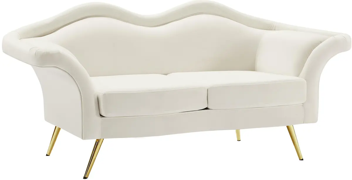 Lips Cream Velvet Loveseat 1