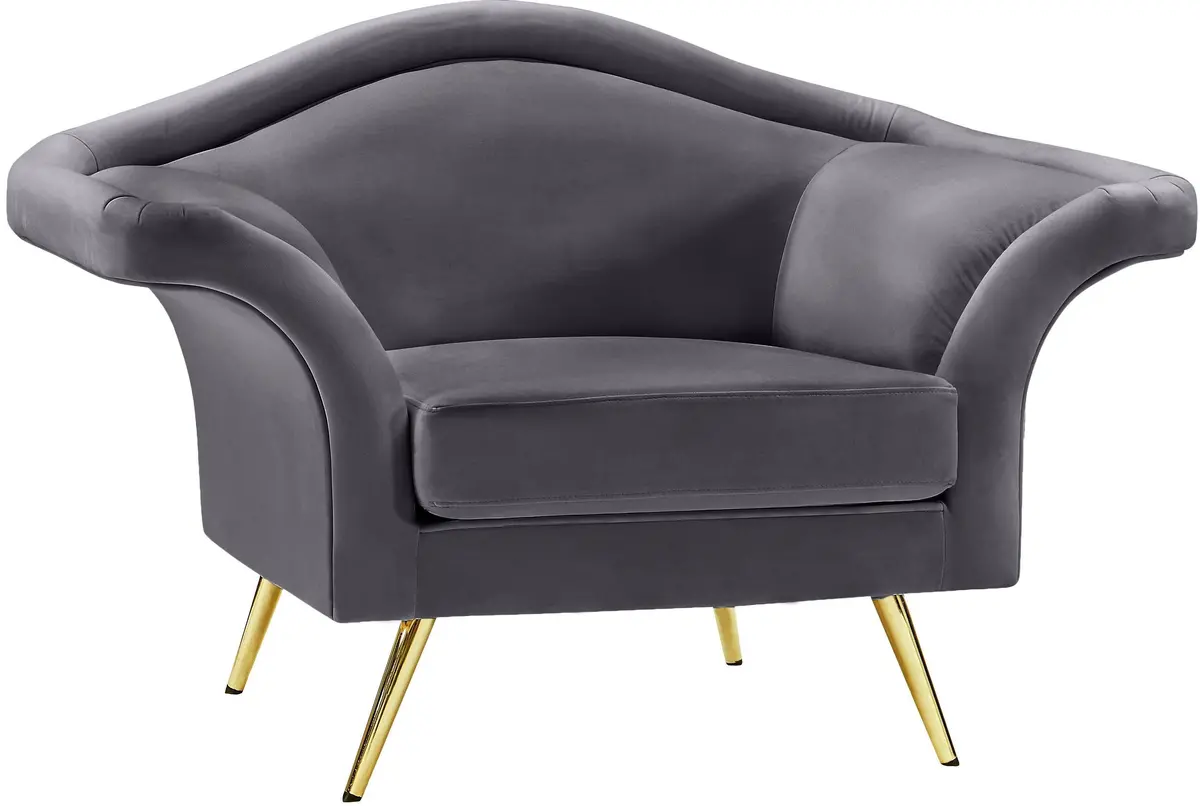 Lips Grey Velvet Chair 1