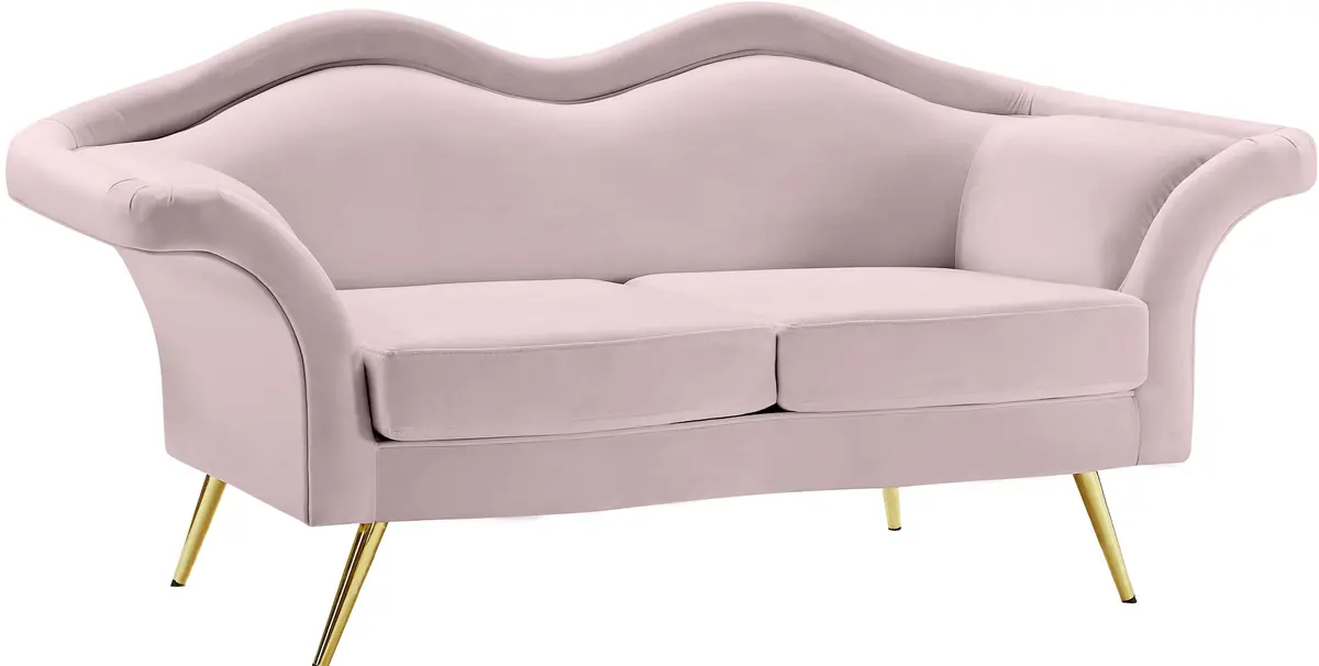 Lips Pink Velvet Loveseat 1
