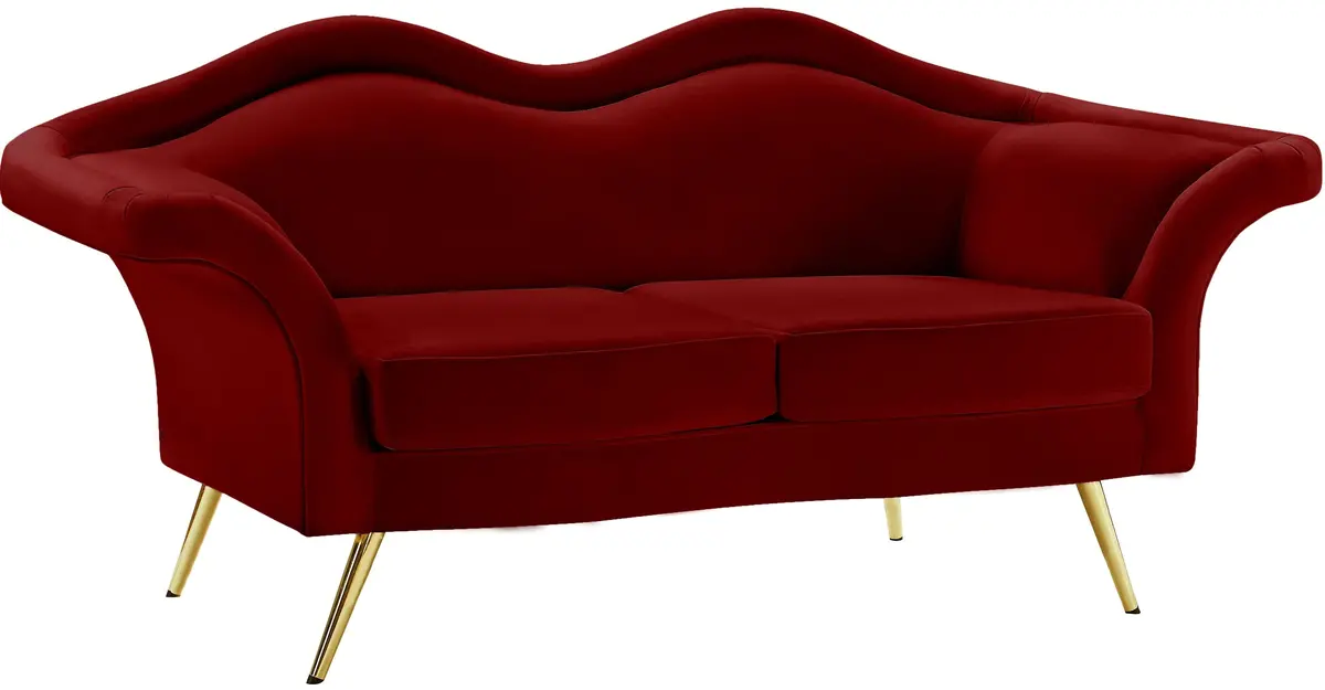 Lips Red Velvet Loveseat 1