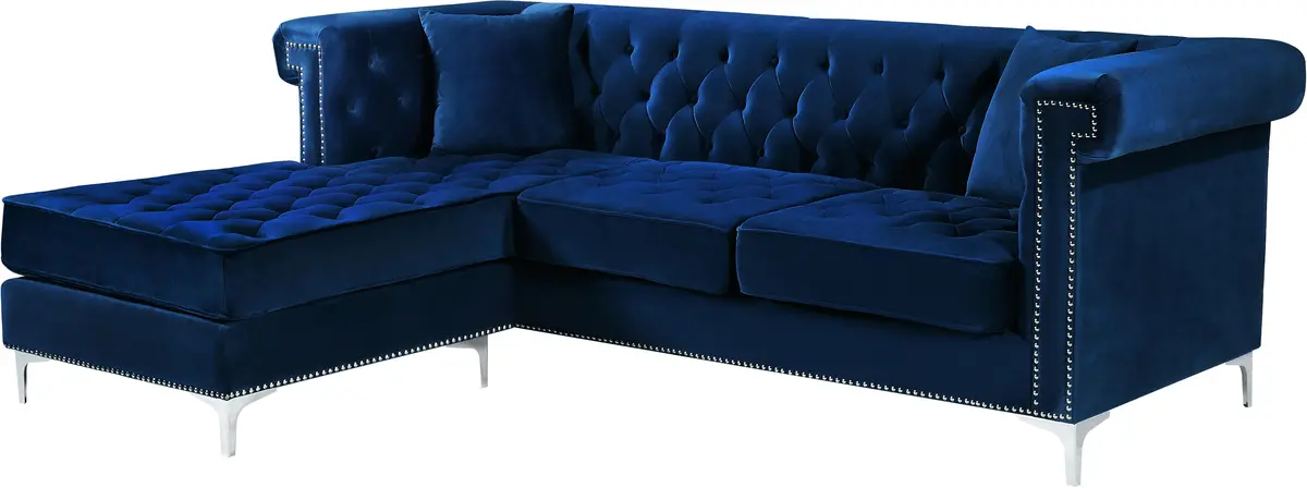 Damian Navy Velvet 2Pc. Reversible Sectional 2