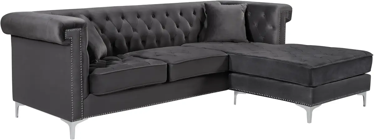 Damian Grey Velvet 2Pc. Reversible Sectional 1
