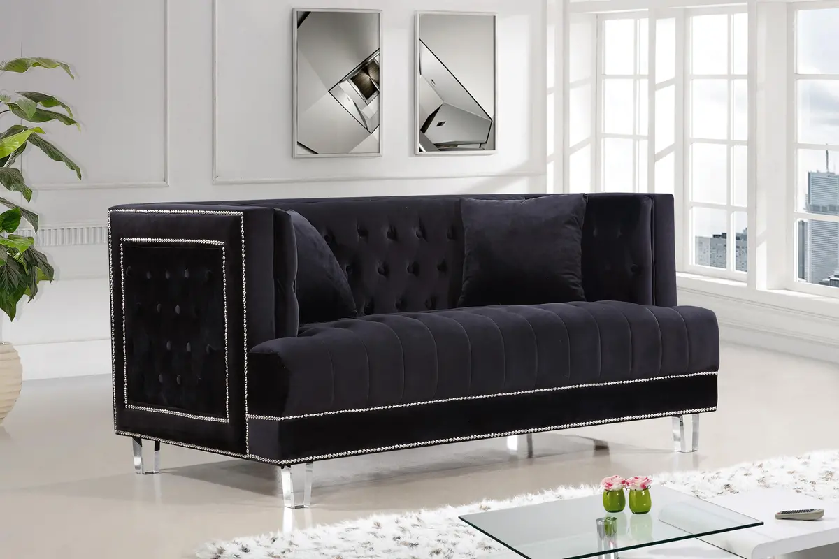 Lucas Black Velvet Loveseat 2