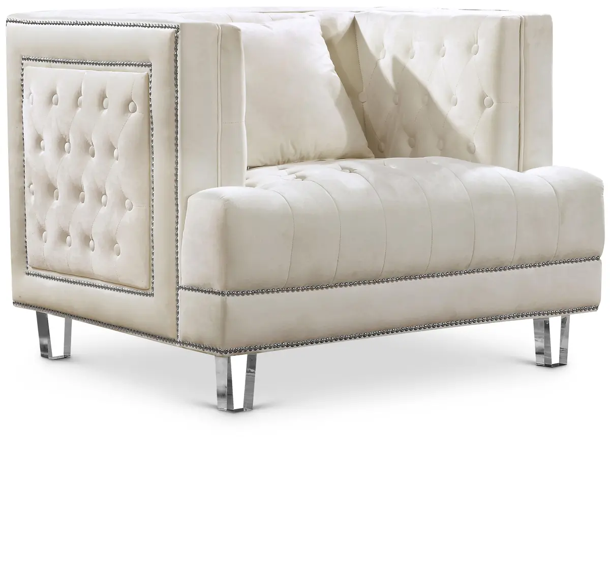 Lucas Cream Velvet Chair 1