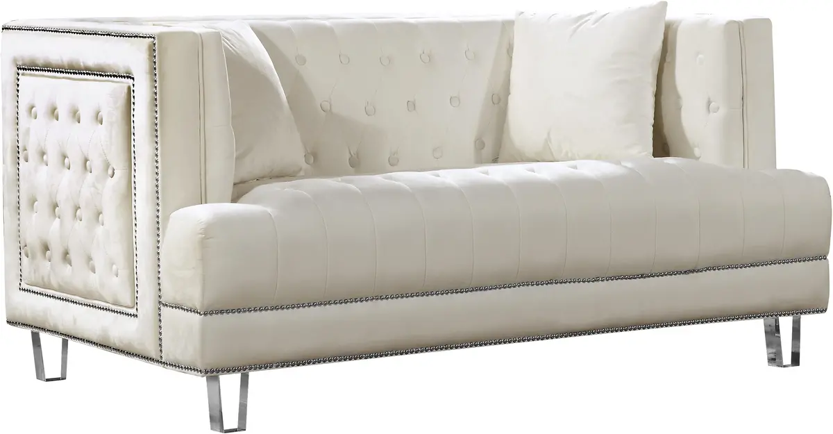 Lucas Cream Velvet Loveseat 1