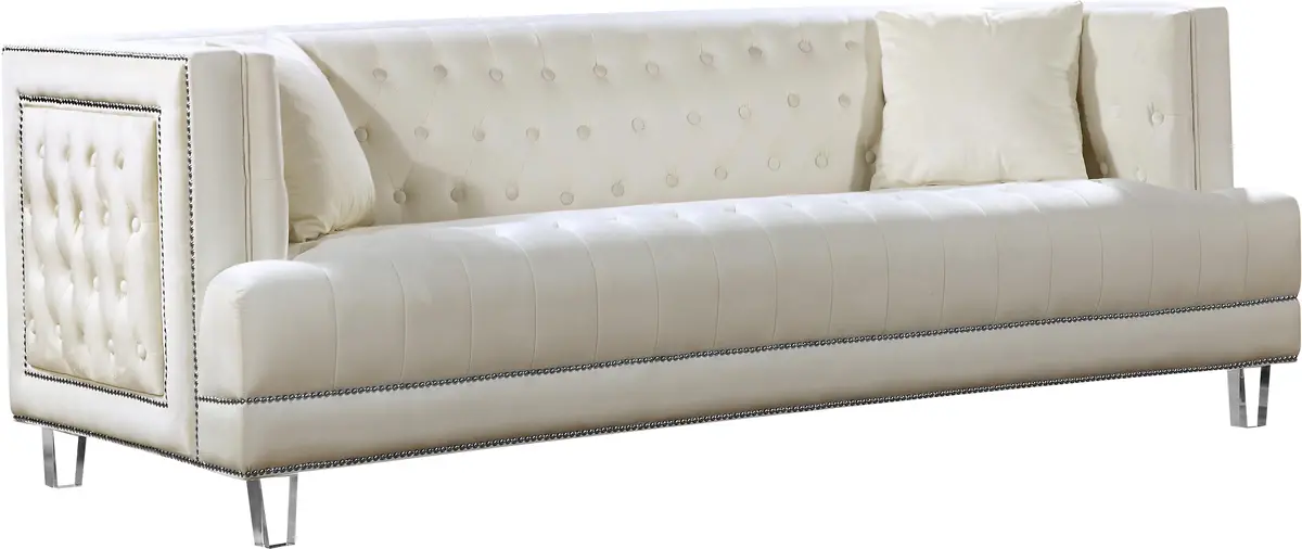 Lucas Cream Velvet Sofa 1