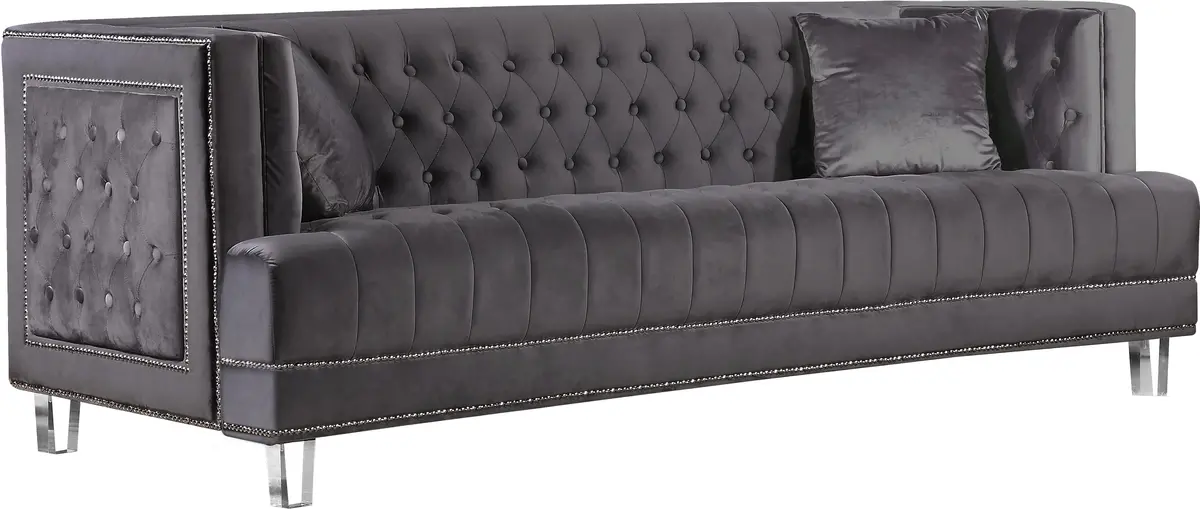 Lucas Grey Velvet Sofa 1