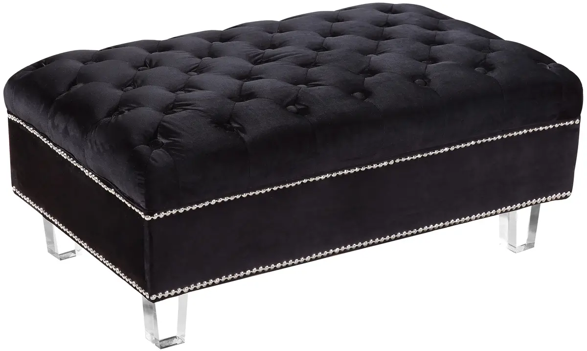 Lucas Black Velvet Ottoman 1