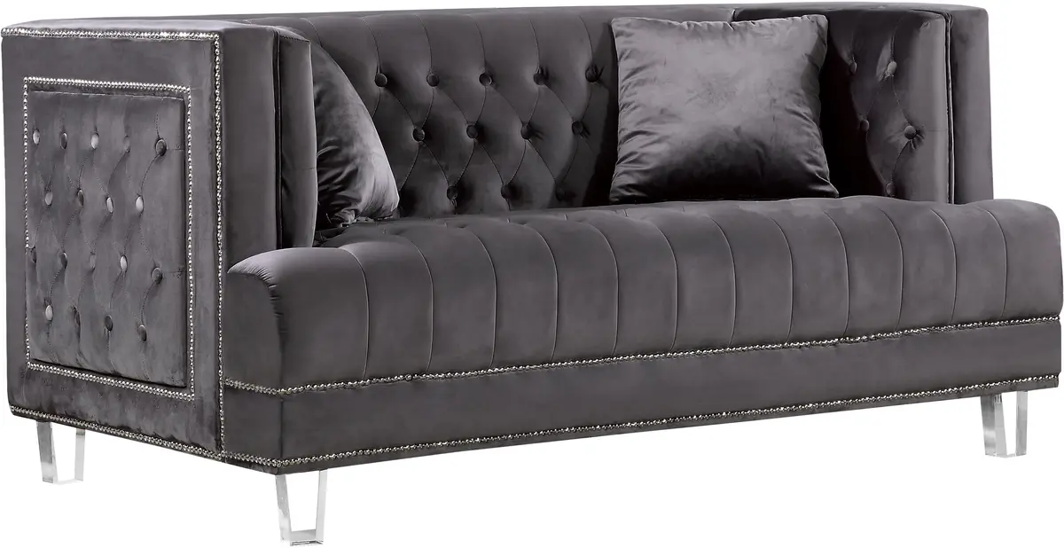 Lucas Grey Velvet Loveseat 1