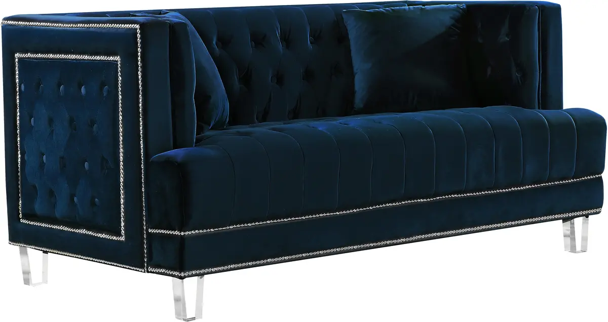 Lucas Navy Velvet Loveseat 1
