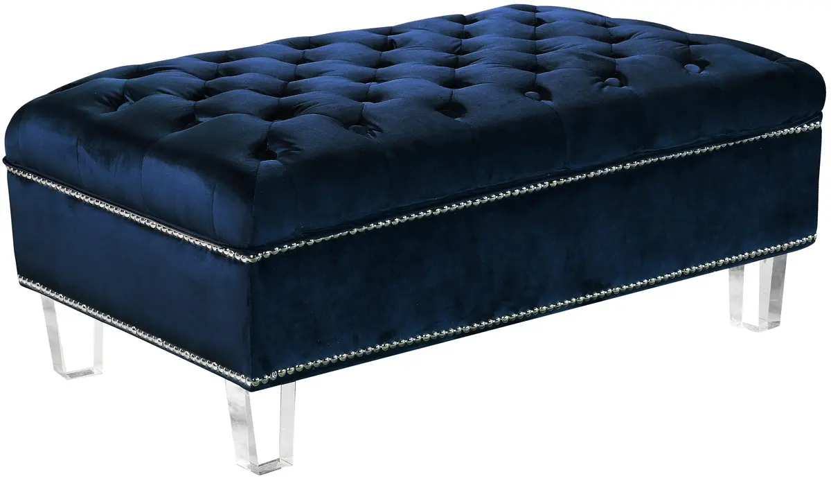 Lucas Navy Velvet Ottoman 1