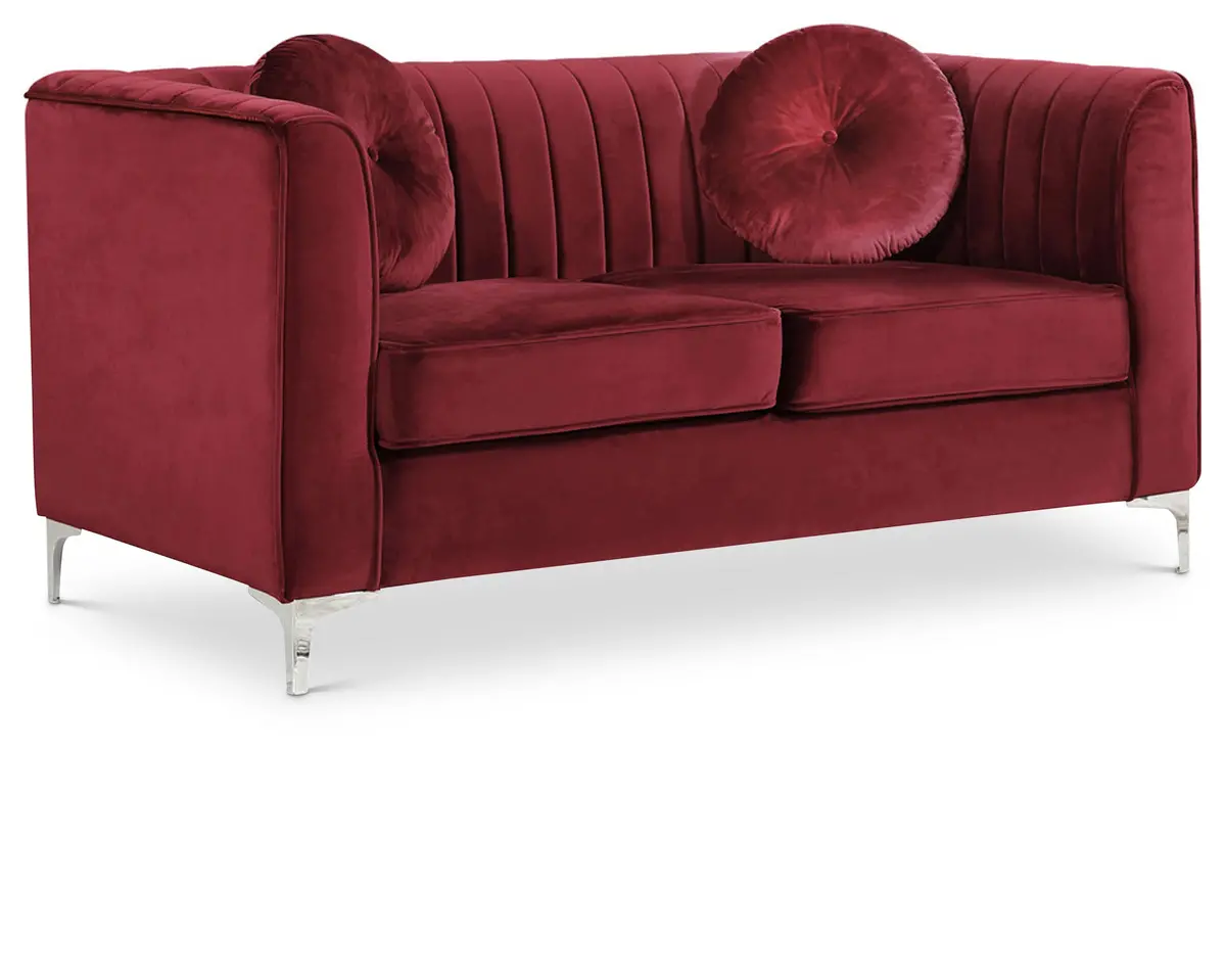 Isabelle Burgundy Velvet Loveseat 1