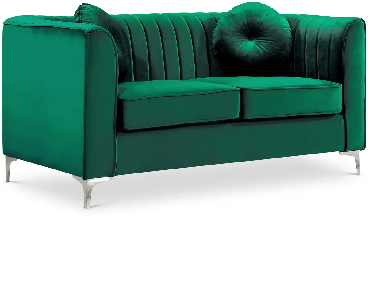 Isabelle Green Velvet Loveseat 1