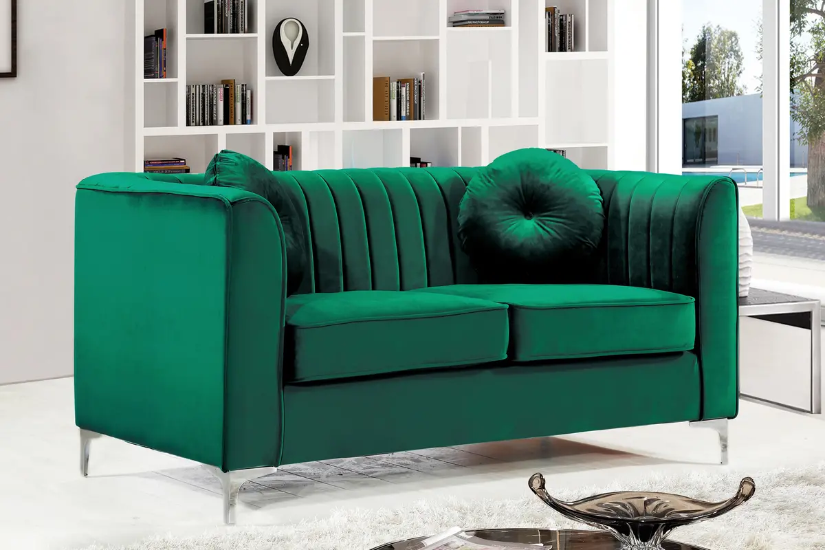 Isabelle Green Velvet Loveseat 2