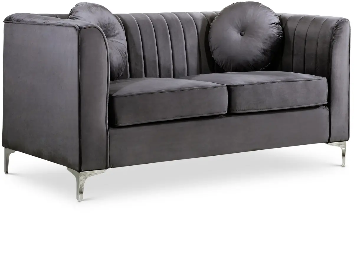 Isabelle Grey Velvet Loveseat 1