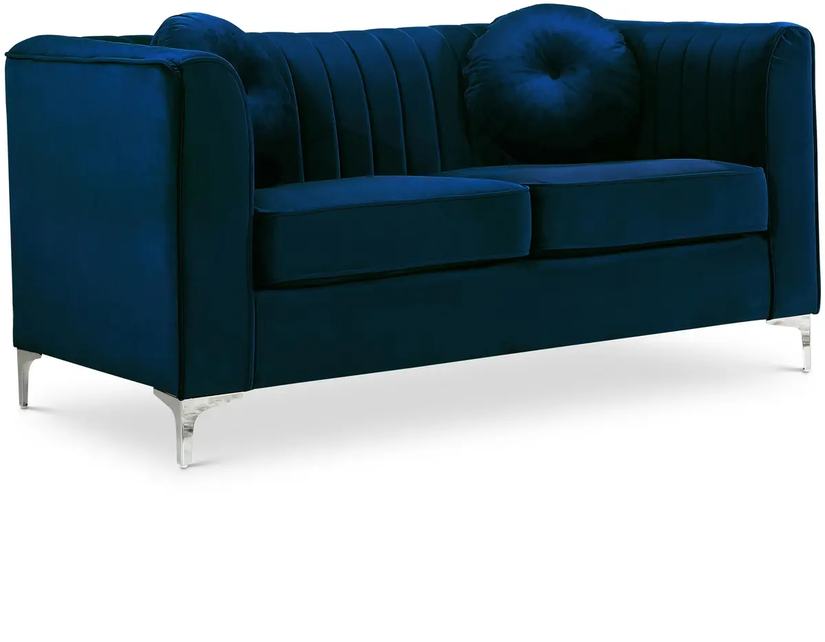 Isabelle Navy Velvet Loveseat 1