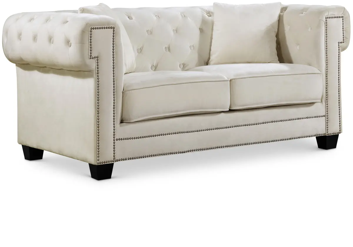 Bowery Cream Velvet Loveseat 1