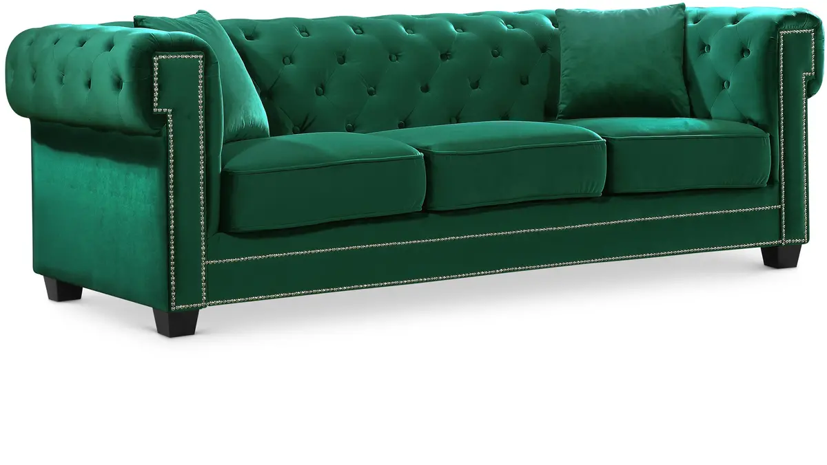 Bowery Green Velvet Sofa 1