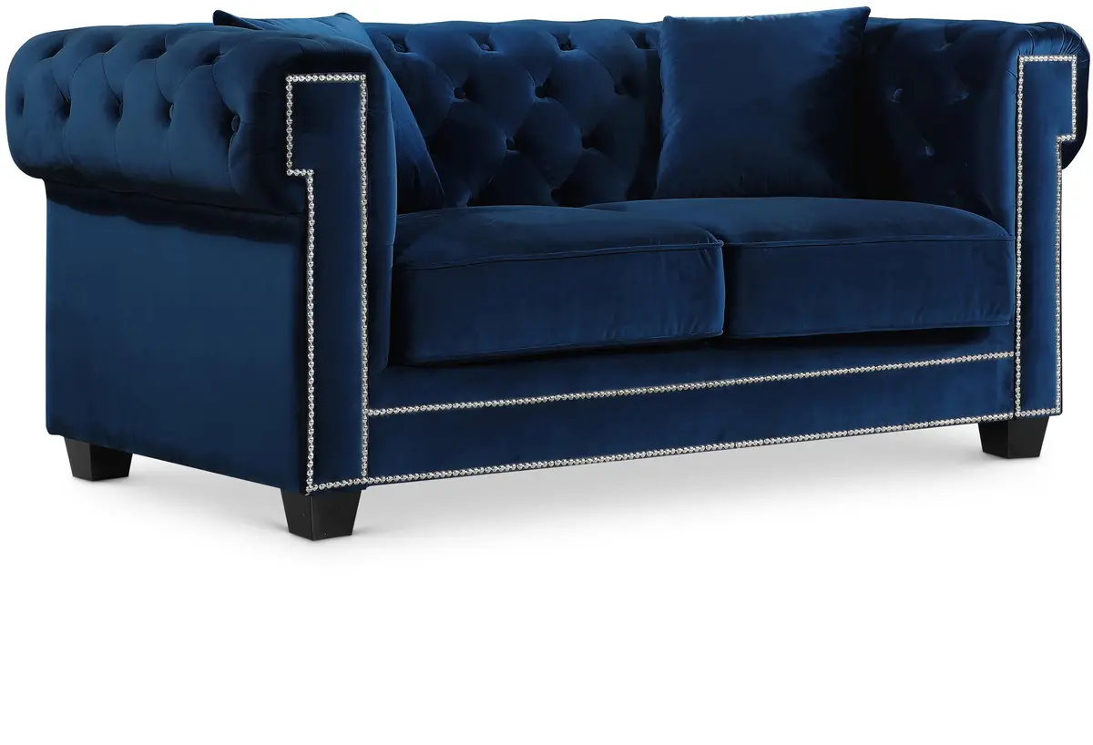 Bowery Navy Velvet Loveseat 1