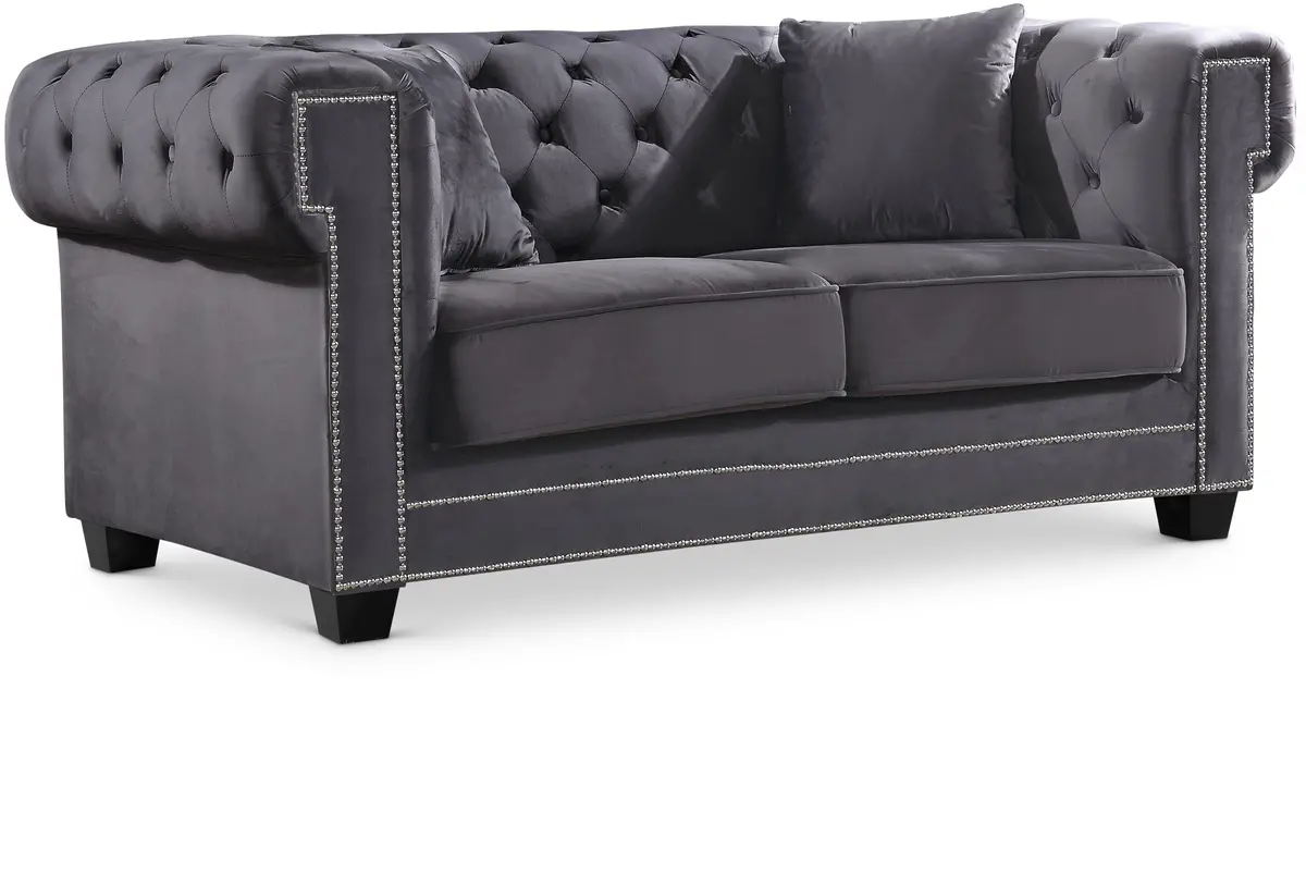 Bowery Grey Velvet Loveseat 1