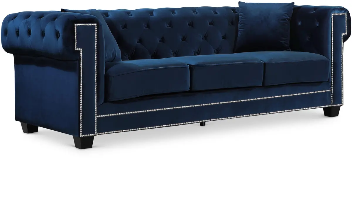Bowery Navy Velvet Sofa 1