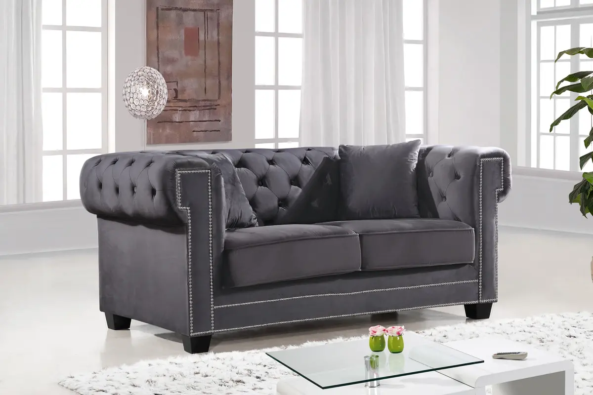 Bowery Grey Velvet Loveseat 2