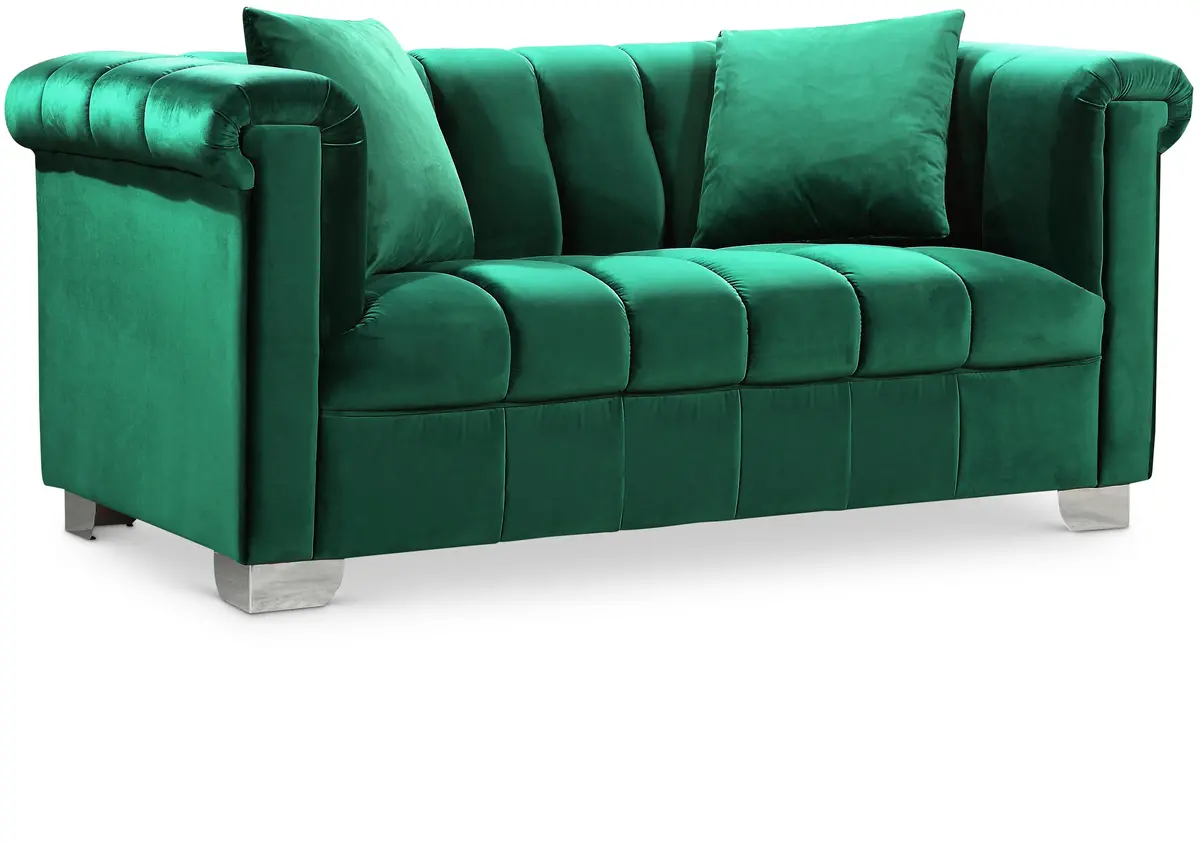 Kayla Green Velvet Loveseat 1