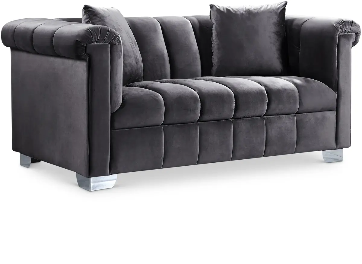 Kayla Grey Velvet Loveseat 1