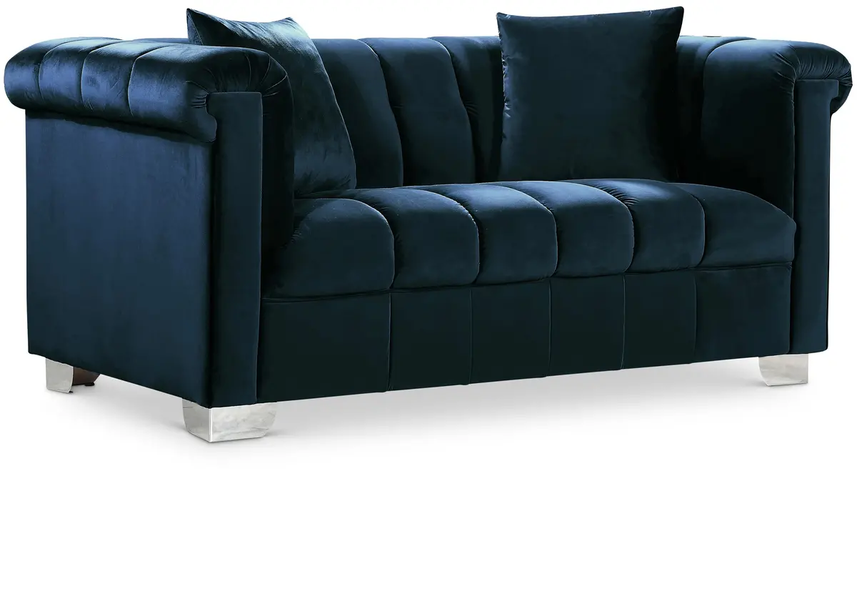 Kayla Navy Velvet Loveseat 1