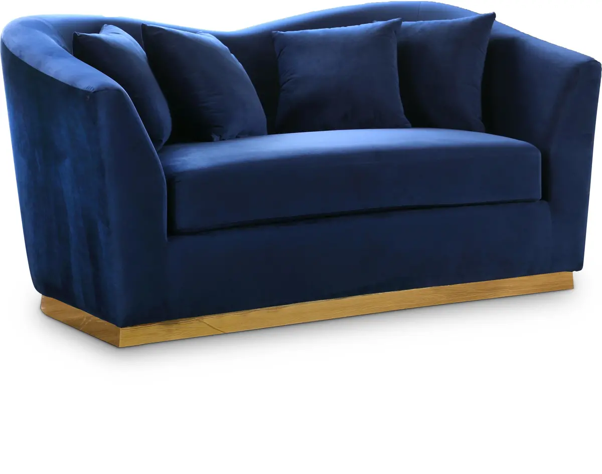 Arabella Navy Velvet Loveseat 1
