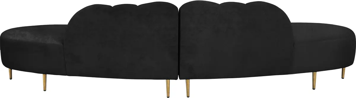 Divine Black Velvet 2Pc. Sectional 2