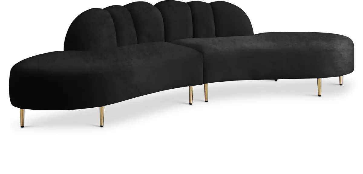 Divine Black Velvet 2Pc. Sectional 1